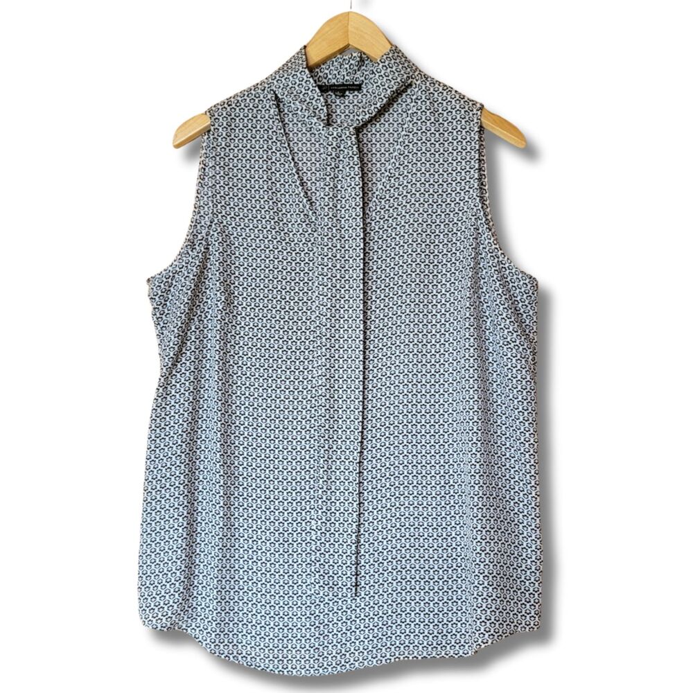 Adrianna Papell Tie Neck Sleeveless Blouse Womens L